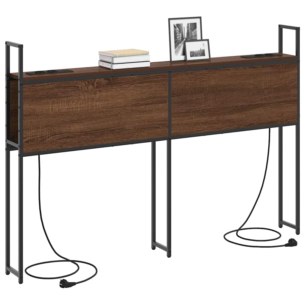 Kopfteil mit Stauraum mit Ladestation Braun Eichen-Optik