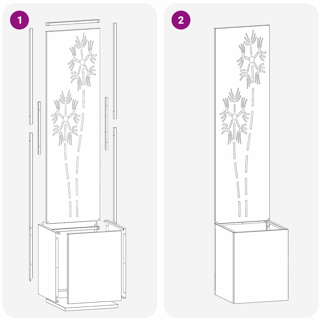 Garten Sichtschutz-Leinwand Floral Silber 32 x 140 cm Edelstahl