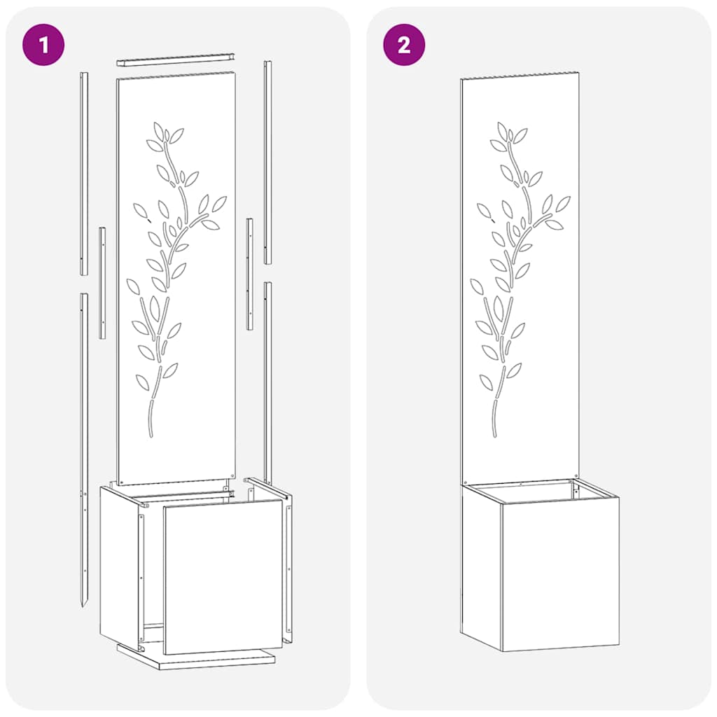 Garten Sichtschutz-Leinwand Floral Silber 32 x 32 x 150 cm