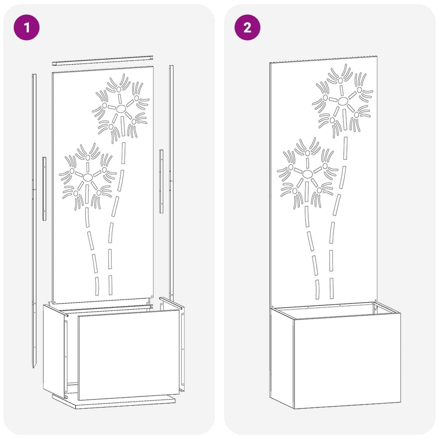 Garten Sichtschutz-Leinwand Floral Silber 50 x 32 x 150 cm