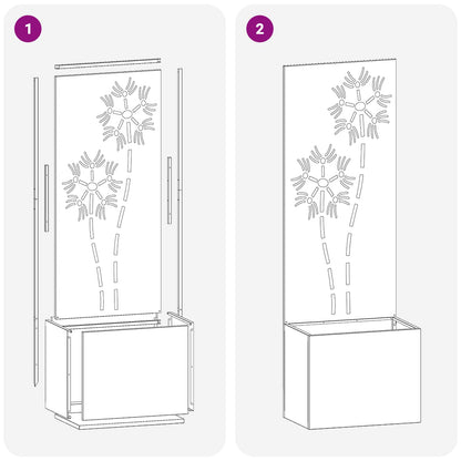 Garten Sichtschutz-Leinwand Floral Silber 50 x 32 x 150 cm