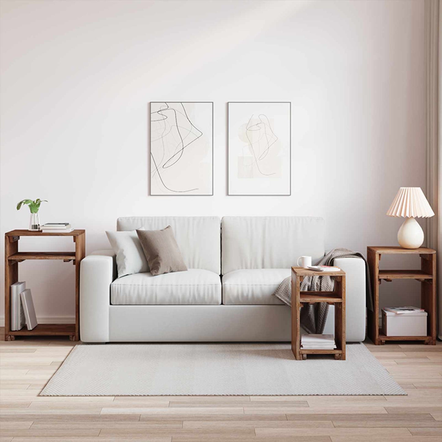 Akzenttisch mit Regal 3 pcs Braun Massives Mahagoni Holz