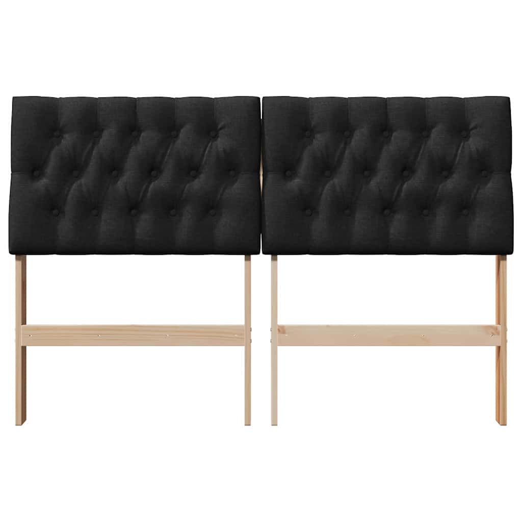 Gepolstertes Kopfteil Schwarz 140 cm Massives Kiefernholz