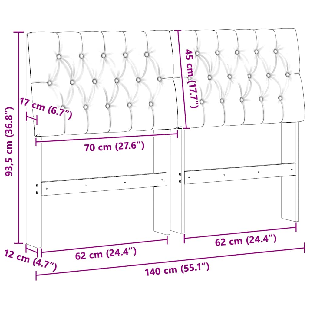 Gepolstertes Kopfteil Schwarz 140 cm Massives Kiefernholz