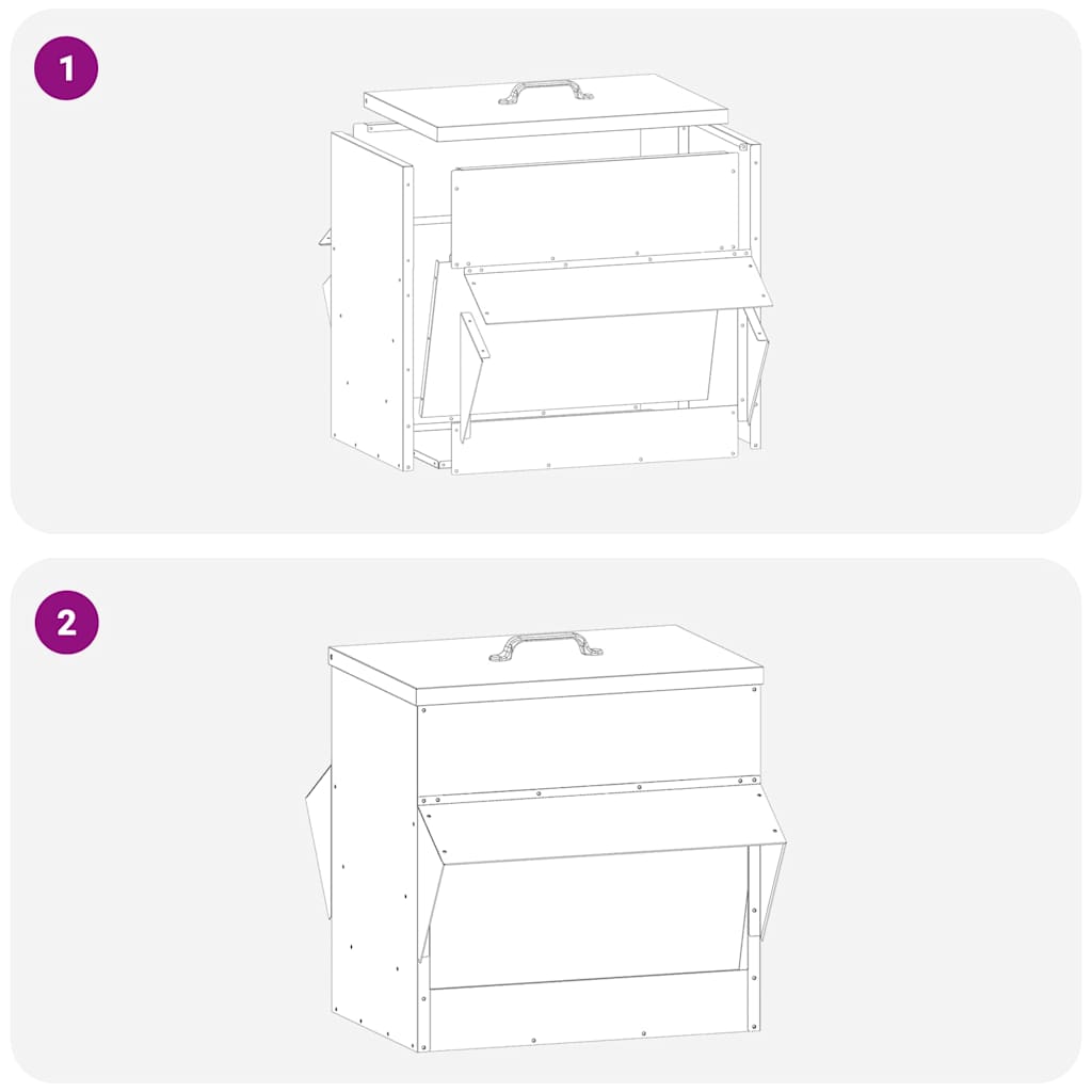 Hühnerfütterer Olive Grün 40,5 x 45 x 41 cm Kaltgewalzter Stahl
