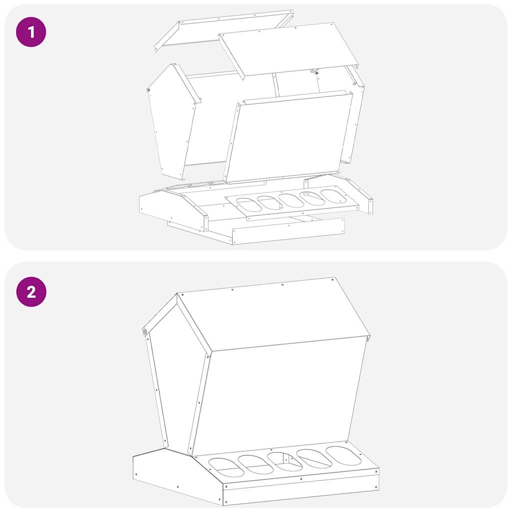 Hühnerfütterer Olive Grün 40 x 40 x 45 cm Kaltgewalzter Stahl