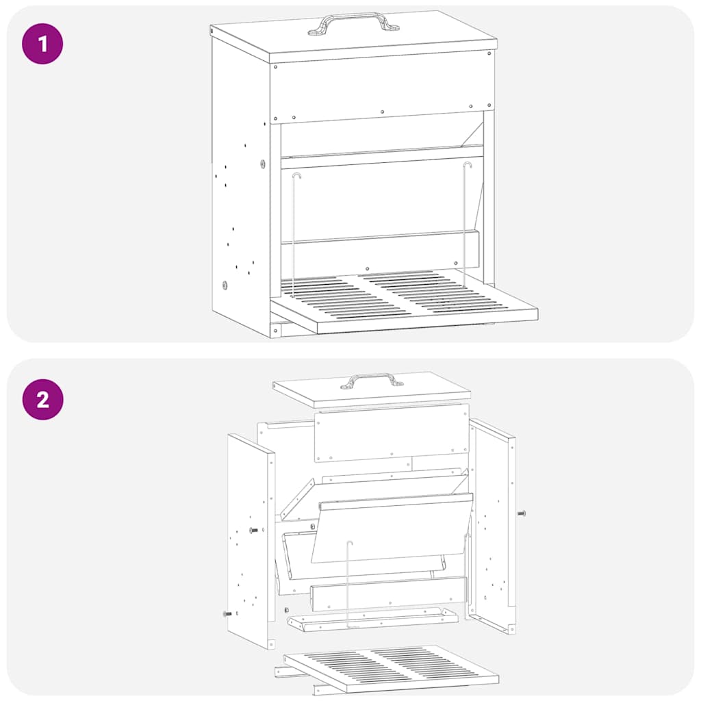 Hühnertretfeeder Olive Grün 33 x 42 x 40 cm Kaltgewalzter Stahl