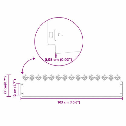 Rasenkanten 30 pcs Olive Grün 103 x 0,05 x 22 cm Stahl