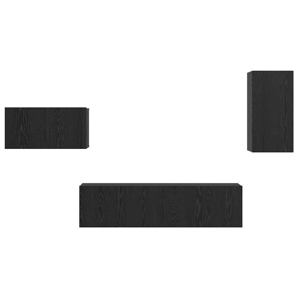 TV-Schrankset mit Schubladen Schwarz Eichen-Optik Holzwerkstoff