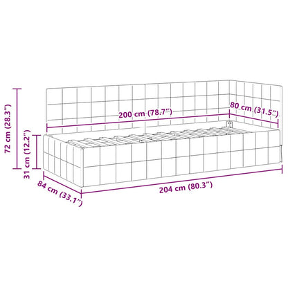 Eckbettgestell mit Kopfteil Dunkelgrau 80 cm x 200 cm Samt