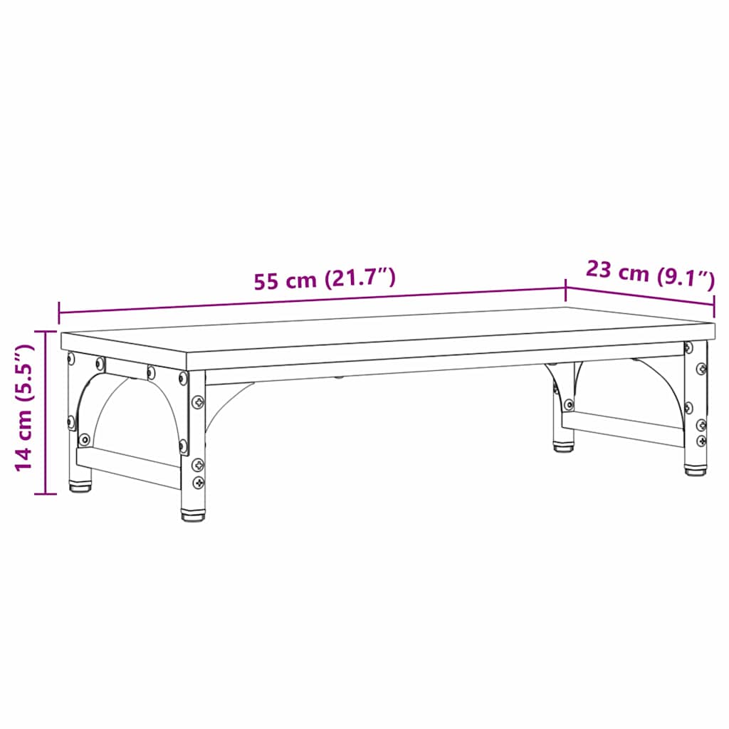 Monitor Halterung Schwarz Eichen-Optik 55 x 23 x 14 cm