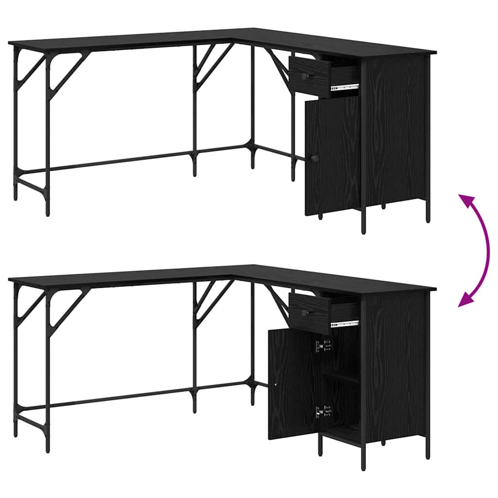 Schreibtisch Schwarz Eichen-Optik 141 x 141 x 75 cm