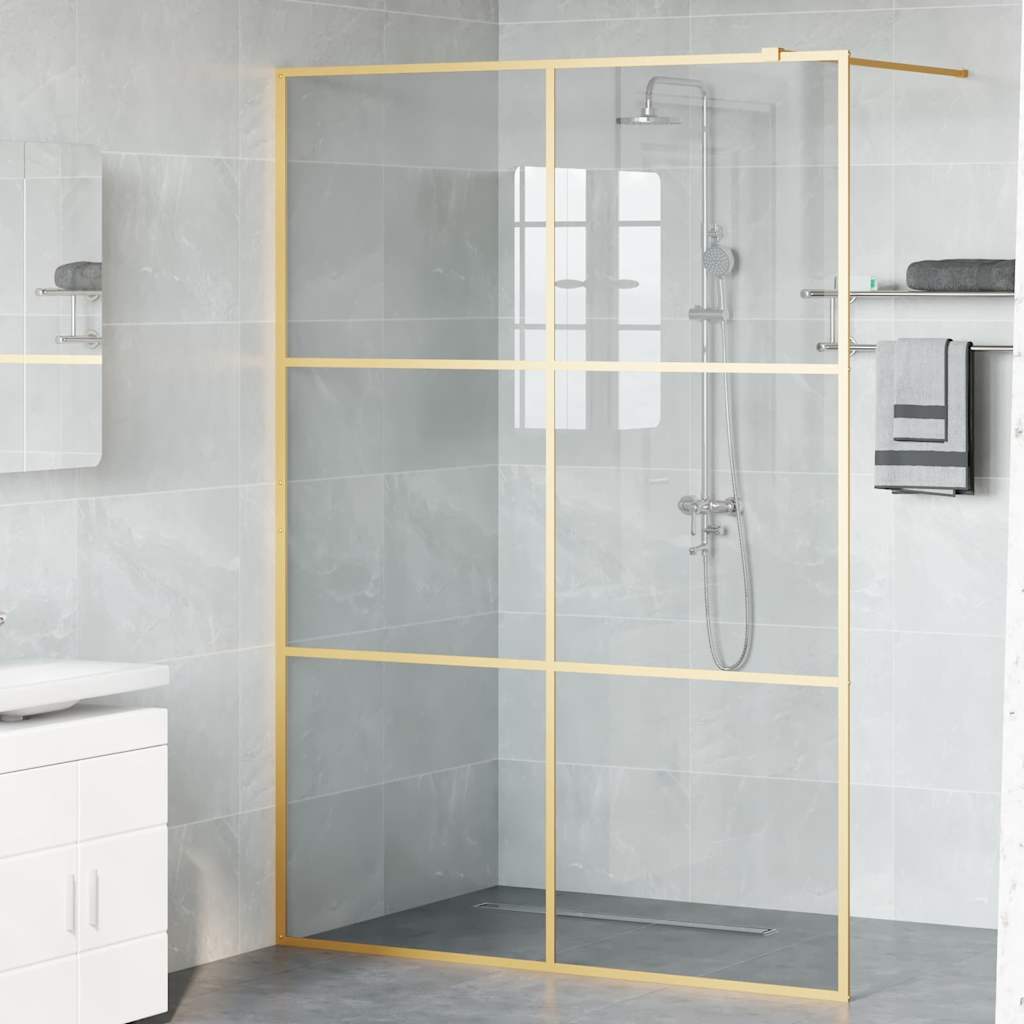 Walk-in Duschwand Gold 140 x 195 cm Gehärtetes Glas