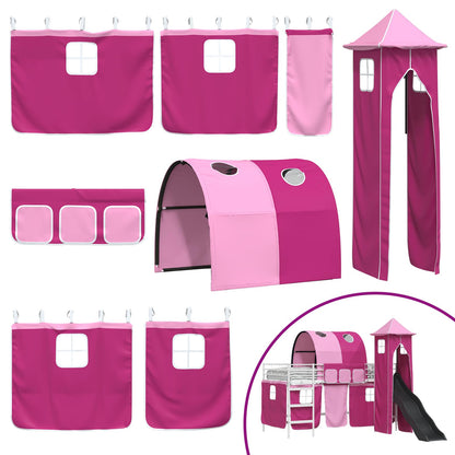 Kinderloftbett Weiß und Rosa 107 x 200 cm Metall