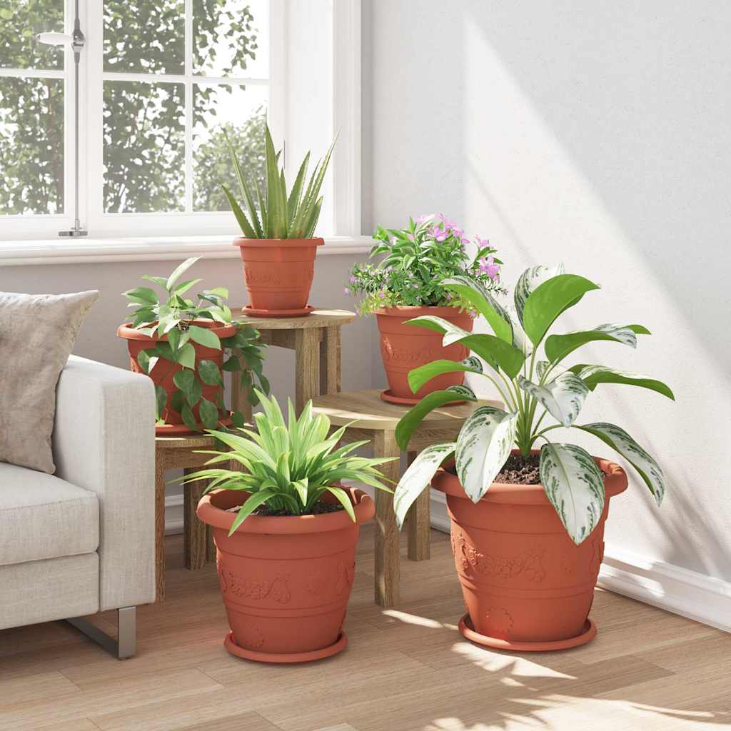 Runder Blumentopf 6 pcs Ziegelrot Ø 26 x 21,5 cm Kunststoff