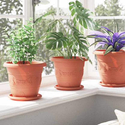 Runde Blumenplatte 6 pcs Ziegelrot Ø 17,5 x 2 cm Kunststoff