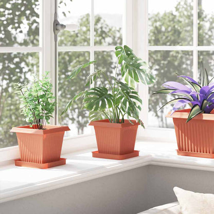 Quadratischer Blumentopf 6 pcs Ziegelrot 16 x 16 x 14 cm