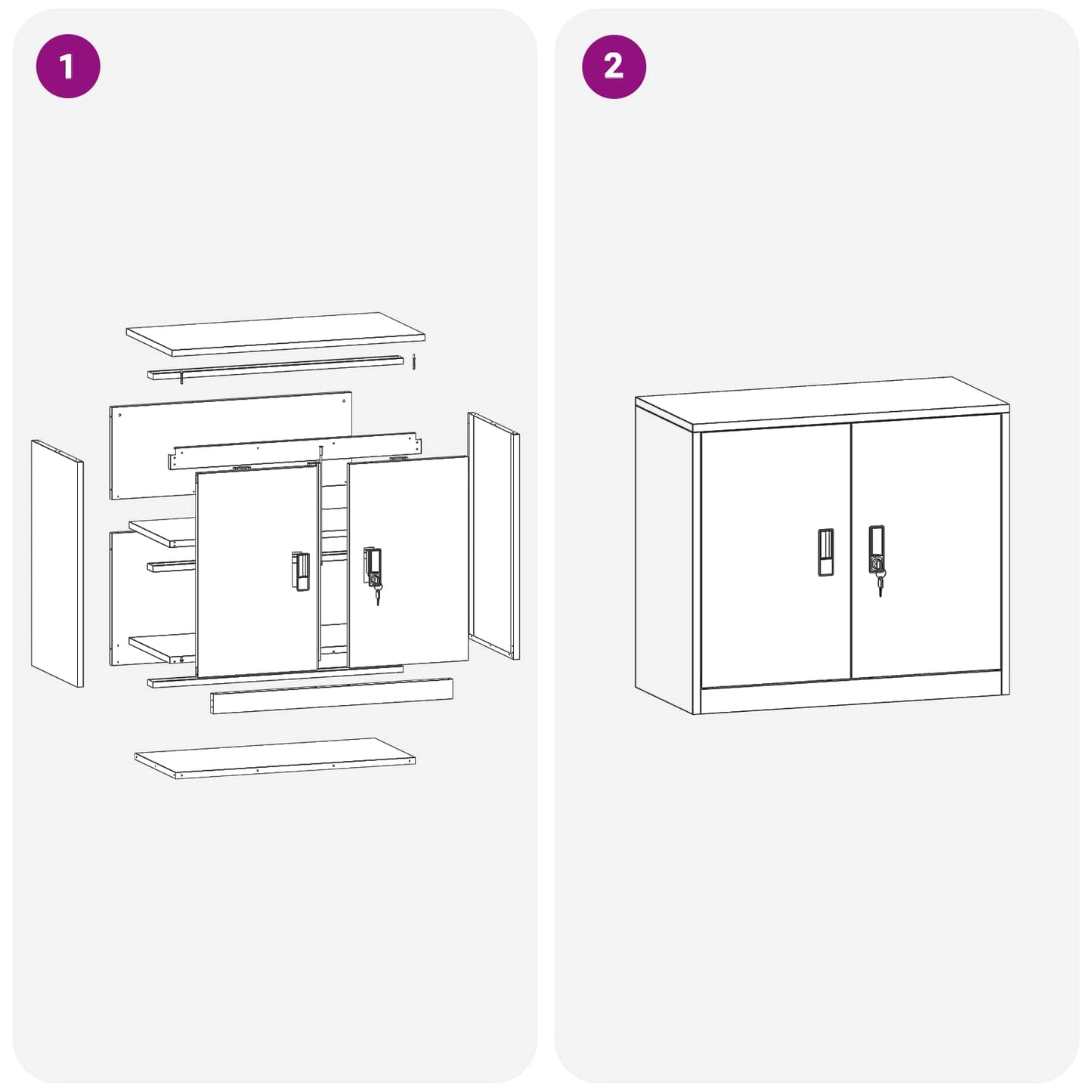 Aufbewahrungsschrank Schwarz 80 x 40 x 70 cm Stahl