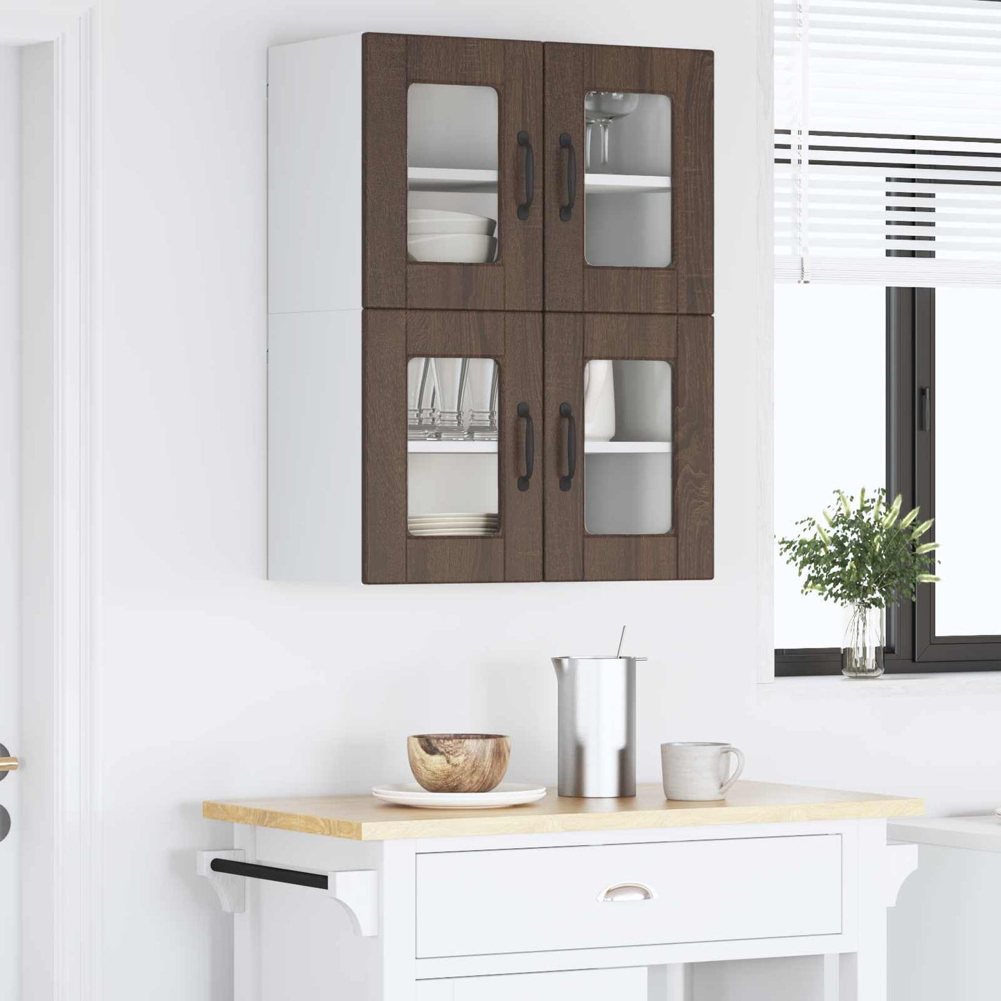 Küchenschrank mit Tür 2 pcs Braun Eichen-Optik 60 x 31 x 40 cm