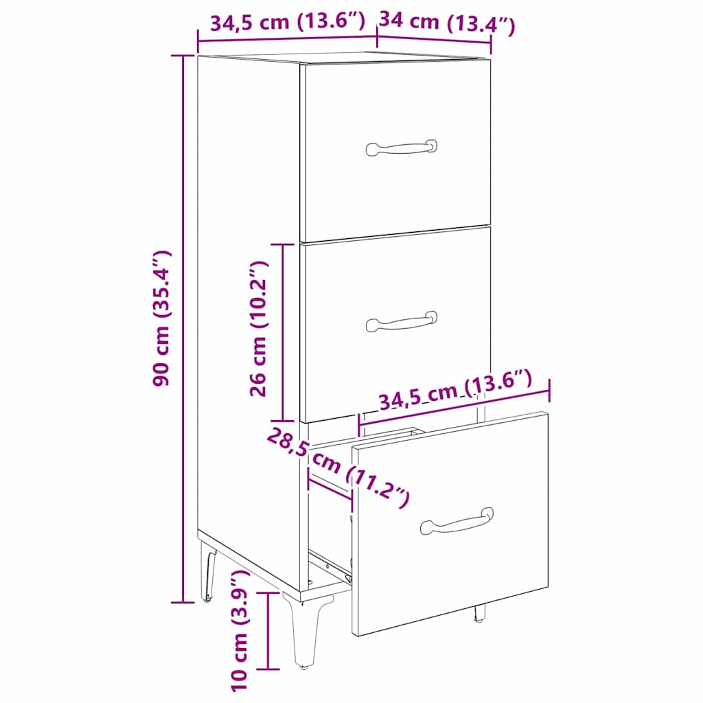 Sideboard Altholz 34,5 x 34 x 90 cm Holzwerkstoff