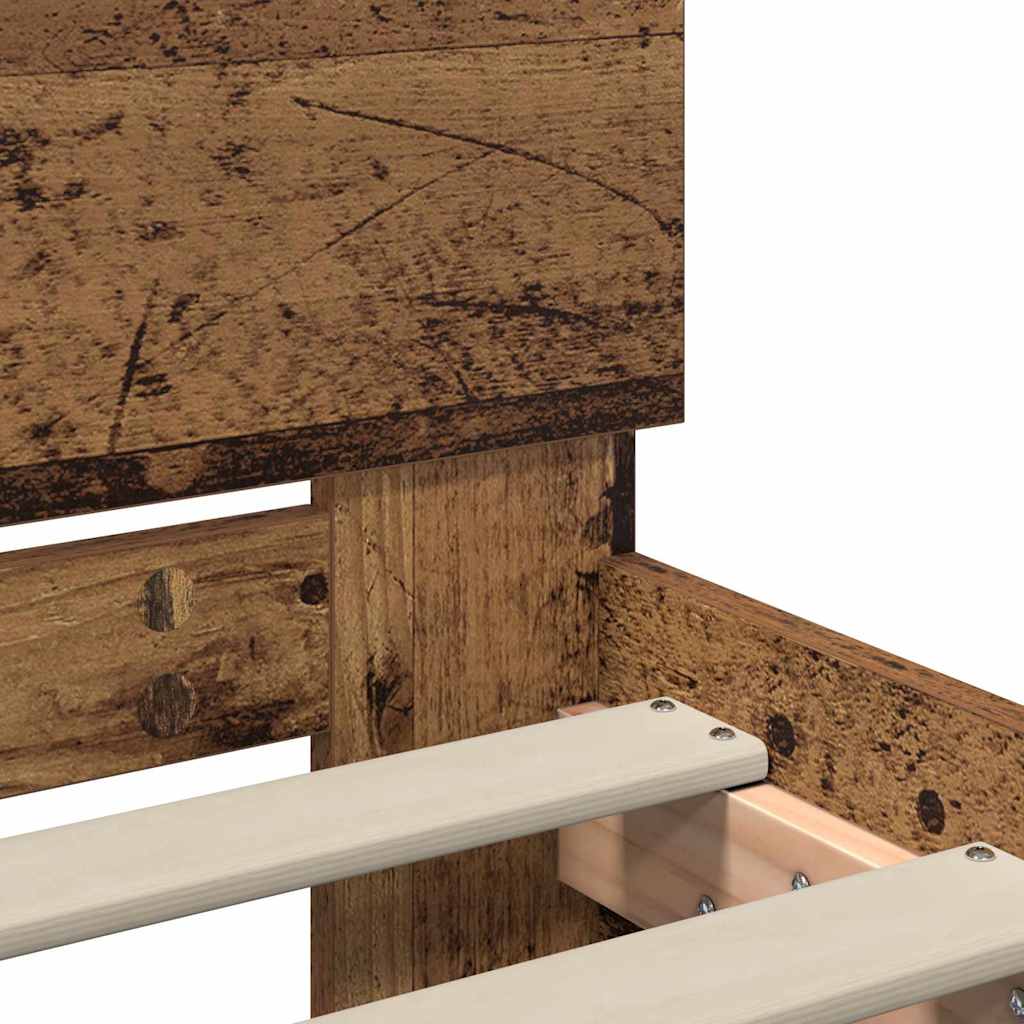 Bettrahmen mit Kopfteil Altholz 75 x 190 cm Holzwerkstoff