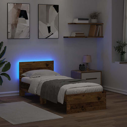 Bettrahmen mit Kopfteil Altholz 75 x 190 cm Holzwerkstoff