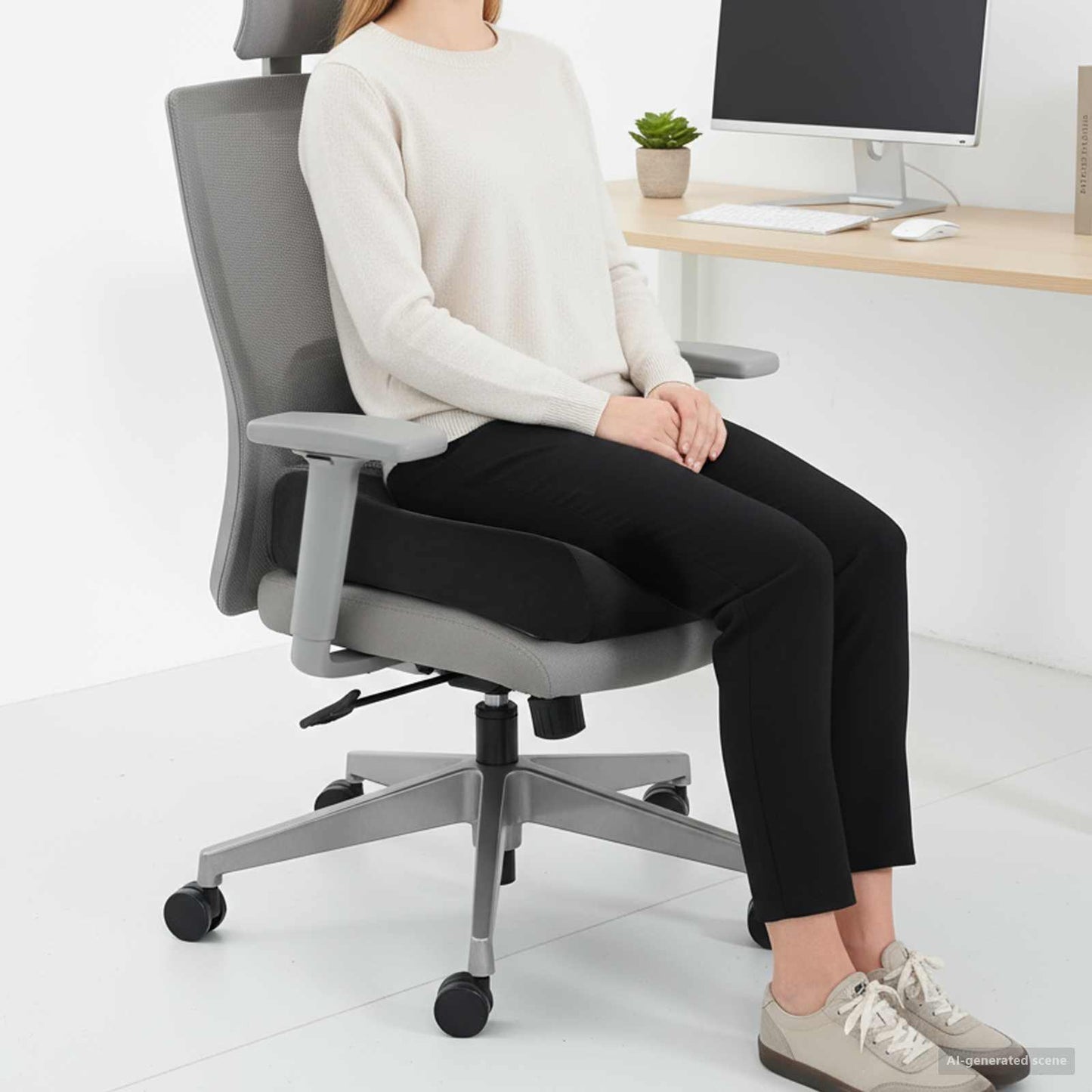 Sitzkissen Uni Schwarz 40 x 40 x 13 cm PU-Schaum