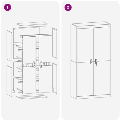 Aufbewahrungsschrank Anthrazit 90 x 40 x 180 cm Stahl