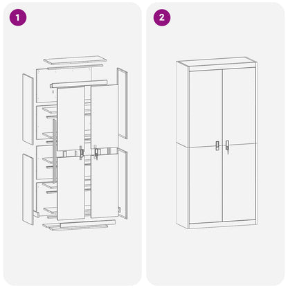 Aufbewahrungsschrank Weiß 90 x 40 x 200 cm Stahl