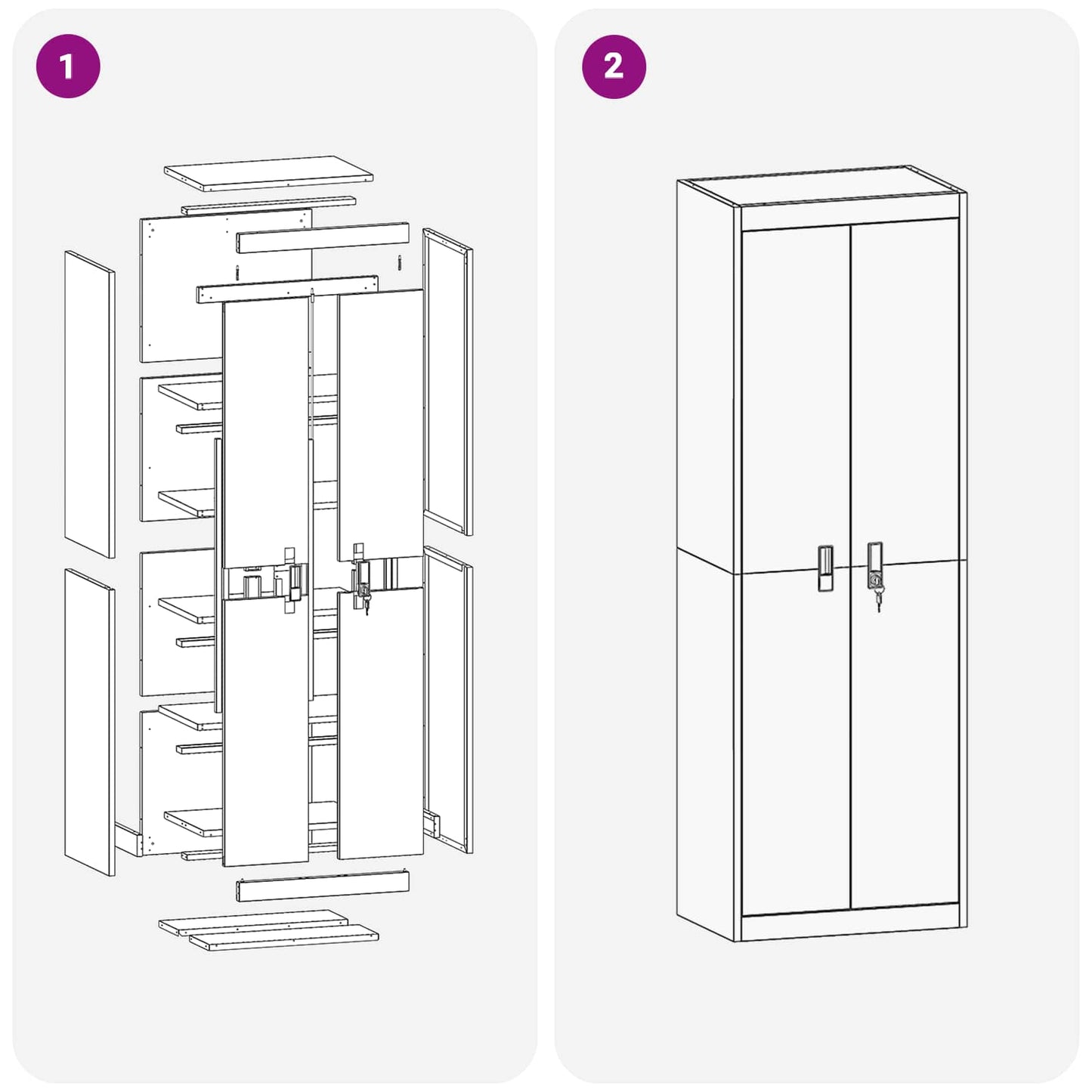 Aufbewahrungsschrank Schwarz 60 x 40 x 180 cm Stahl