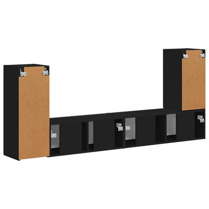 TV-Schrankset 4 pcs Schwarz Holzwerkstoff