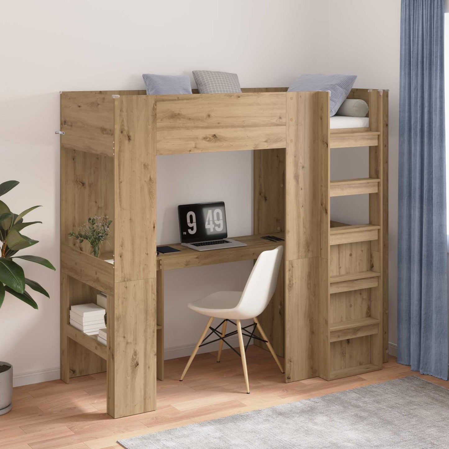 Etagenbettgestell mit Schreibtisch Artisan-Eiche 75 x 190 cm