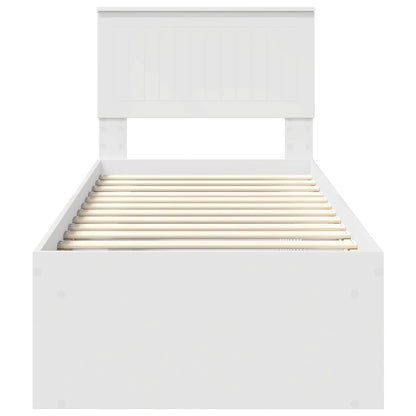 Bettrahmen mit Kopfteil Weiß 75 x 190 cm Massives Kiefernholz