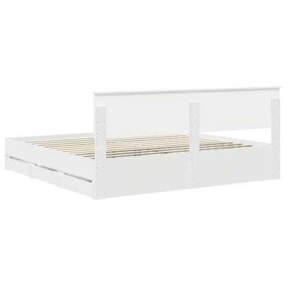 Bettrahmen mit Schubladen Weiß 200 x 200 cm Ingenieurs Holz