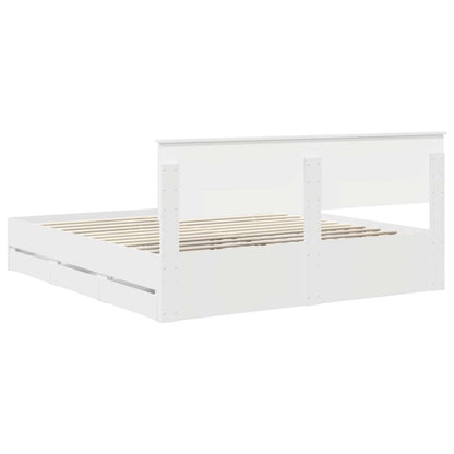 Bettrahmen mit Schubladen Weiß 180 x 200 cm Ingenieurs Holz