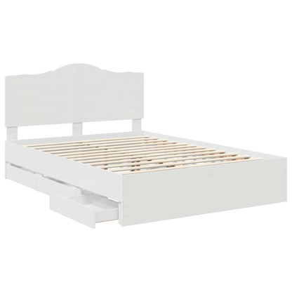 Bettrahmen mit Schubladen Weiß 140 x 200 cm Ingenieurs Holz