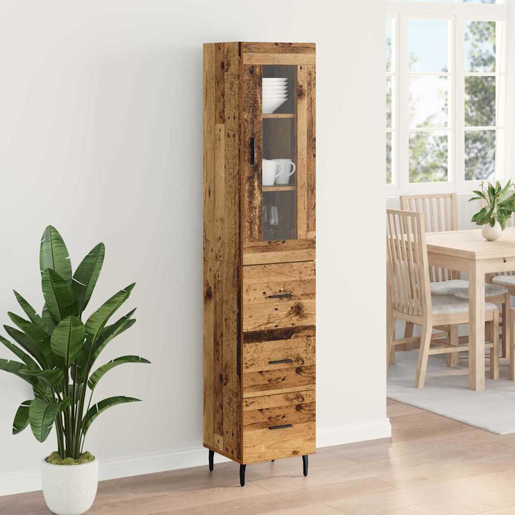 Highboard Altholz 34,5 x 34 x 180 cm Holzwerkstoff