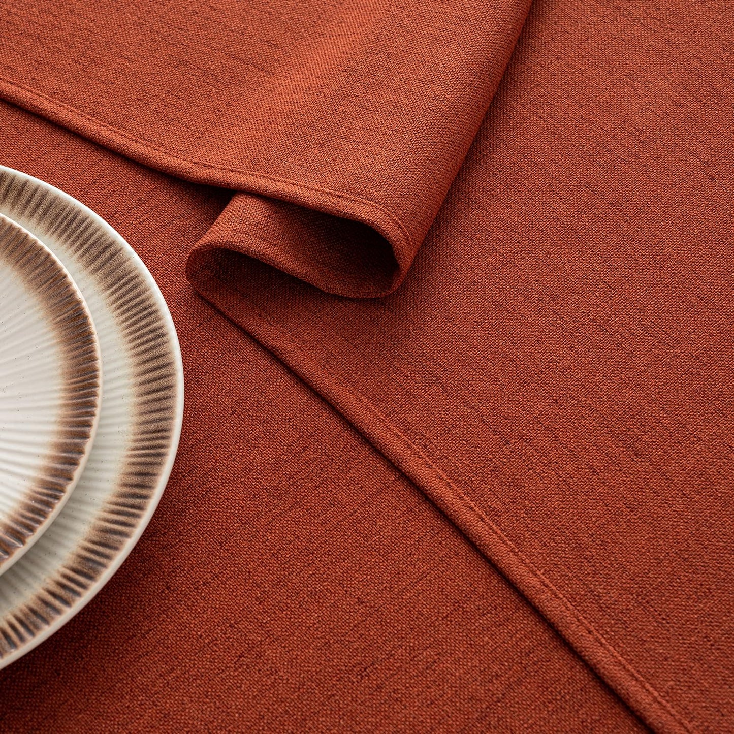 MIULEE Burnt Orange Linen Polyester Tablecloth Fall Thanksgiving 60x84 Inch Rectangle Table Cloth Waterproof,Stain Resistant & Wrinkle Resistant for Dining Party Wedding