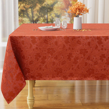 misaya Rectangle Thanksgiving Tablecloth, Waterproof Jacquard Fall Table Cloth, Damask Cloth Table Cover for Harvest Decor (60" x 84", Rust Maple Leaf)