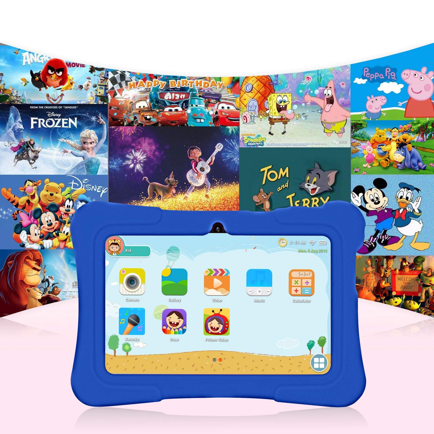 PRITOM 7 inch Kids Tablet with Case, Quad Core Tablet Android 13, 32 GB ROM, WiFi, Bluetooth, Dual Camera, Educationl, Games, Parental Control, Kids Software Pre-Installed