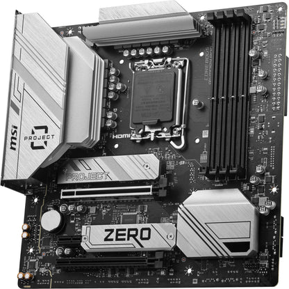 MSI B760M Project Zero Gaming Motherboard (Support 14th/13th/12th Gen Intel Processors, LGA 1700, DDR5, PCIe 5.0, M.2 Slots, 2.5Gbps LAN, USB 3.2 Gen2, HDMI/DP, Wi-Fi 6E, Bluetooth 5.3, mATX)