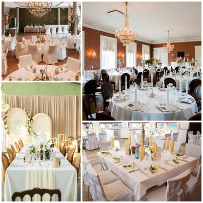 ZarzaaSik 2-Pack 60x102 inch White Table Cloths, Solid Stain and Wrinkle Resistant Oblong Tablecloth, Premium Plain Weave Polyester Fabric Rectangle Table Linen Covers for Hotel, Wedding