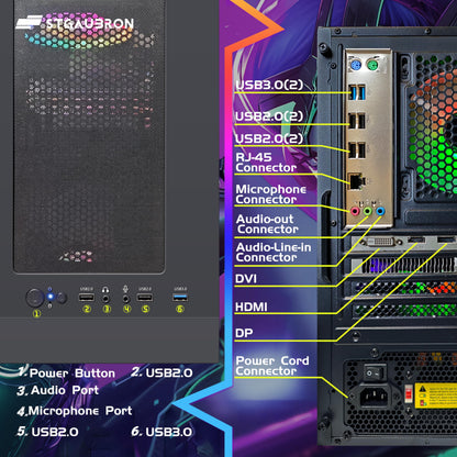 STGAubron Gaming PC Computer Desktop, Intel i7 Xeon E5, Radeon RX 550 4G, 16GB RAM, 512GB SSD, WiFi, BT 5.0, RGB Fan x3, Windows 11 Home, Gaming Computer Tower for Gamer,Streaming