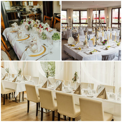 ZarzaaSik 2-Pack 60x102 inch White Table Cloths, Solid Stain and Wrinkle Resistant Oblong Tablecloth, Premium Plain Weave Polyester Fabric Rectangle Table Linen Covers for Hotel, Wedding