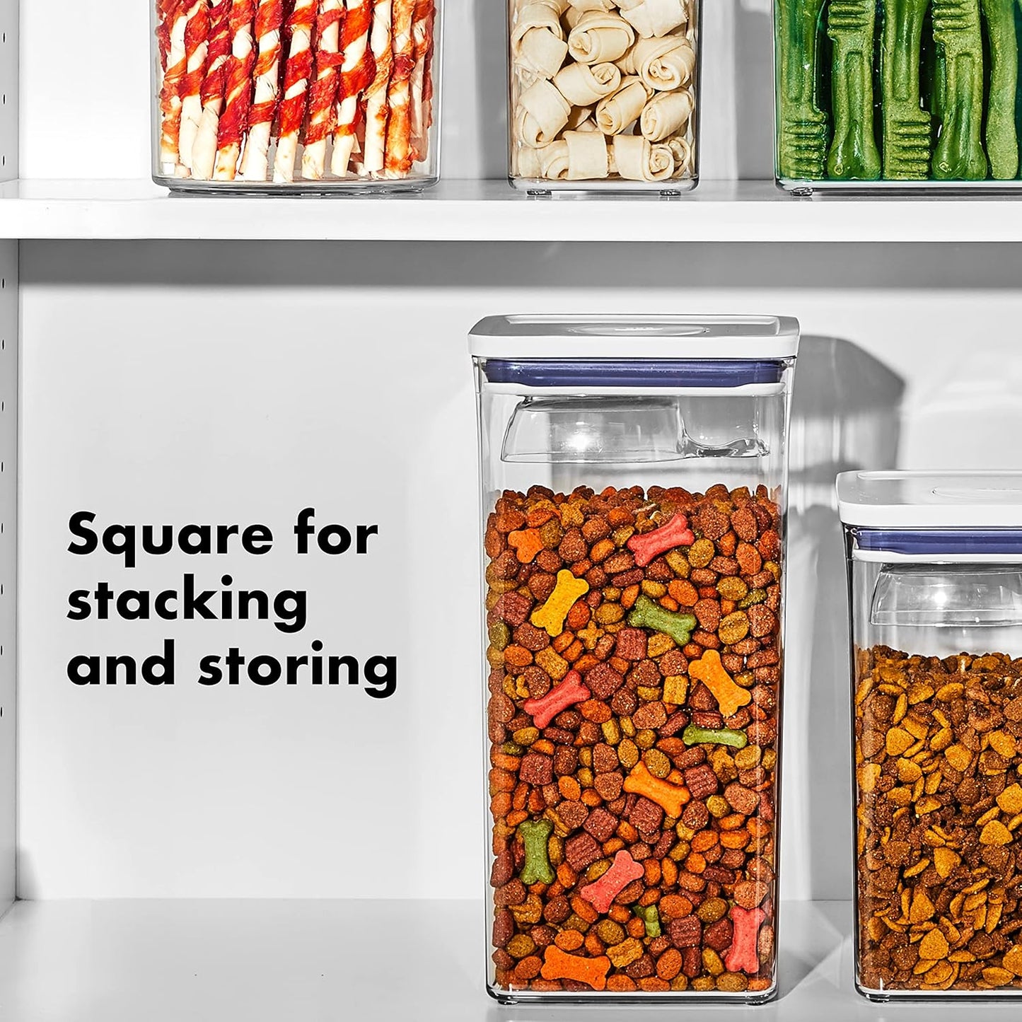 OXO Good Grips Pet POP Behälter – 6,0 Qt/5,7 L mit halber Messschaufel, ideal für bis zu 3 kg Hundefutter oder 2 kg Katzenfutter, luftdichter Aufbewahrungsbehälter für Hunde- und Katzenfutter, BPA-frei, transparent 