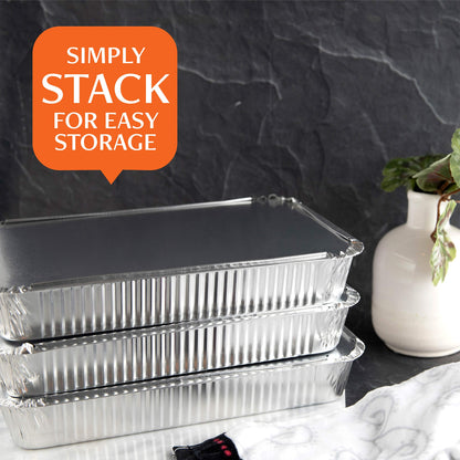 PLASTICPRO Einweg-Backformen aus Aluminium (12 x 8 x 2 Zoll) mit Pappdeckeln, 5er-Pack, 4 Pfund (ca. 1,8 kg) – ideal für Brownies, Brot oder Lunchboxen.