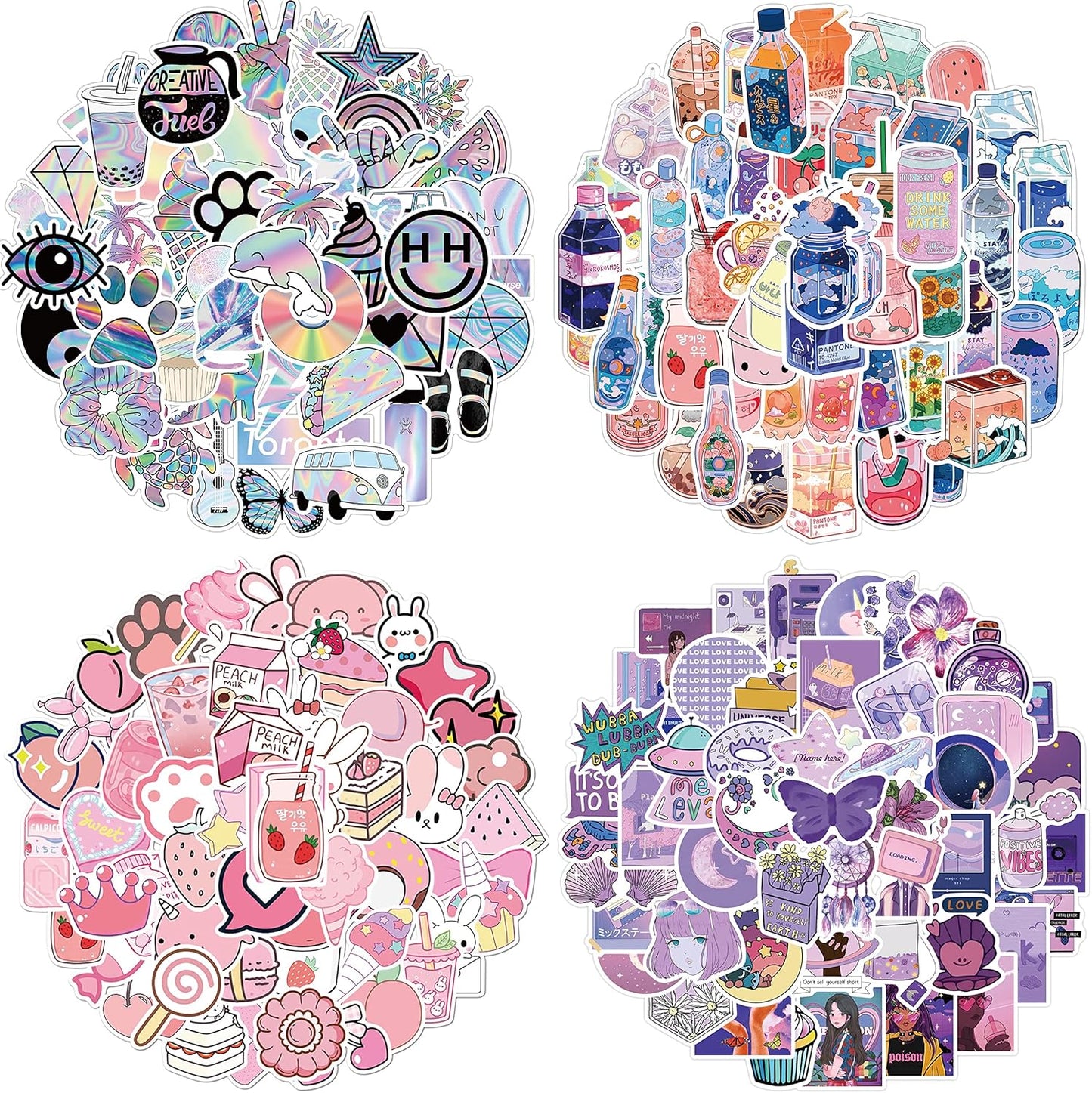 Tuqiso Water Bottle Stickers 200 PCS Hydroflask Stickers Waterproof Cute Aesthetic Vinyl Vsco for Laptop Luggage Skateboard Computer for Teens Girls Kids