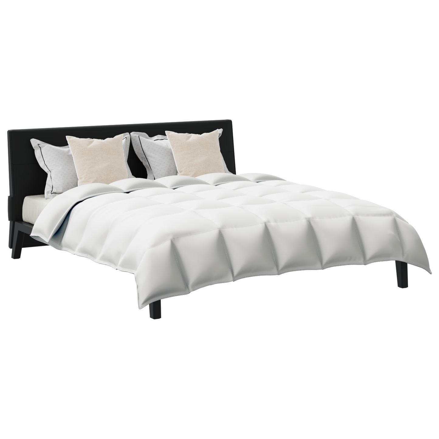 Bettdecken Set mit Kissen 3 pcs Weiß Daunenfeder